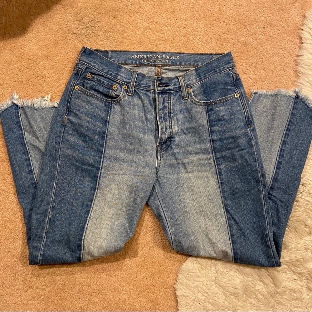 american eagle split color jeans